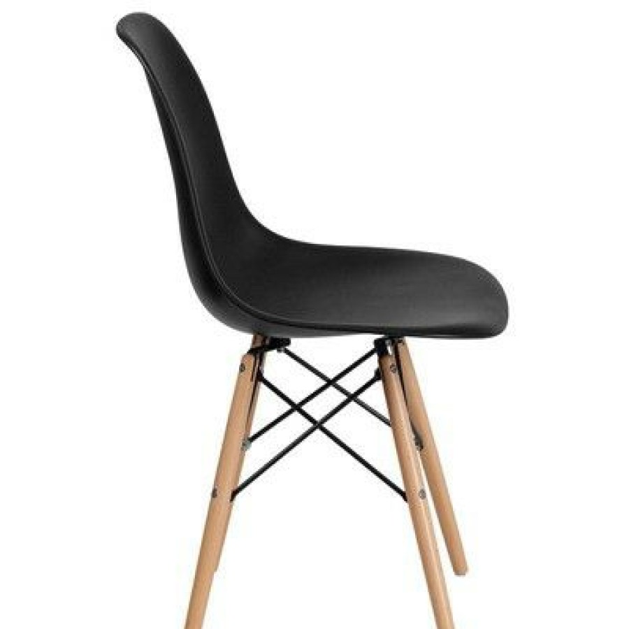 Elon Series Plastic Chair With Wooden Legs Riverstone Furniture Collection | * New