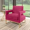 Harrisford Velvet Armchair With Stainless Steel Base Rose Abbyson Living | * Hot