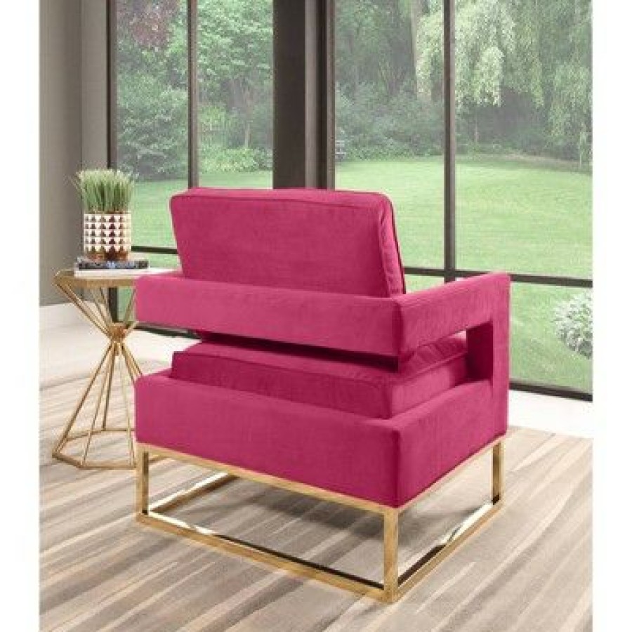 Harrisford Velvet Armchair With Stainless Steel Base Rose Abbyson Living | * Hot