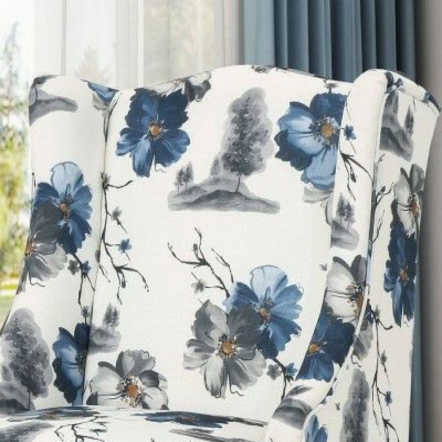 Toddman High-Back Club Chair Floral Print Blue Christopher Knight Home | * Wholesale