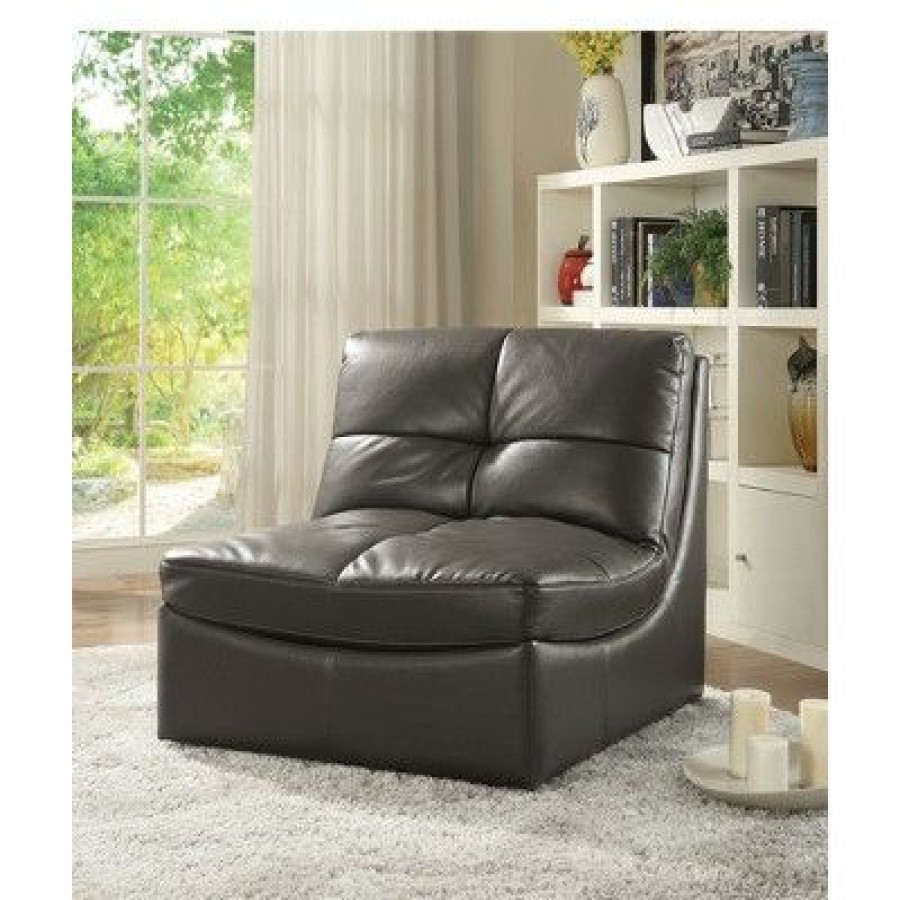 Lazaro Contemporary Leather Gel Tufted Armless Chair Gray Homes: Inside + Out | * Clearance