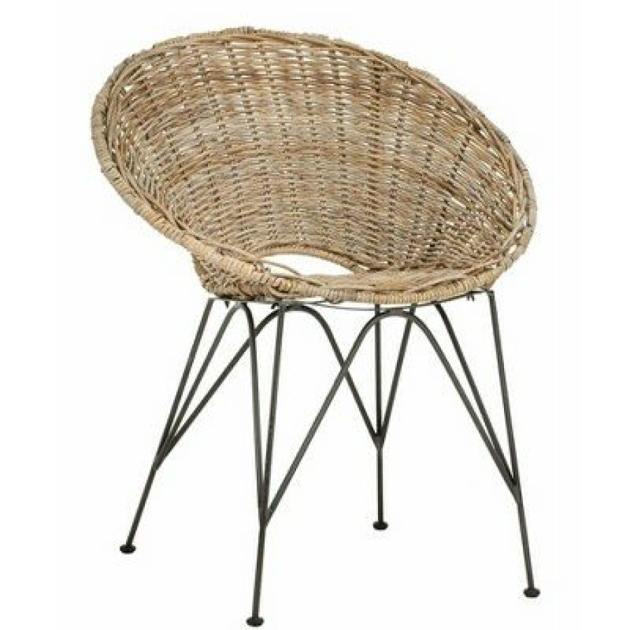 Sierra Rattan Accent Chair Gray Wash/Dark Steel Safavieh | * Online