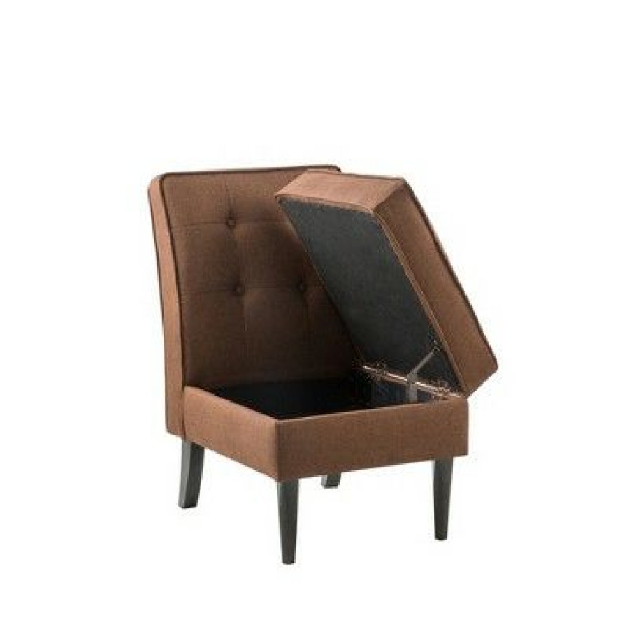 Simple Relax Fabric Storage Accent Chair In Brown | * Online