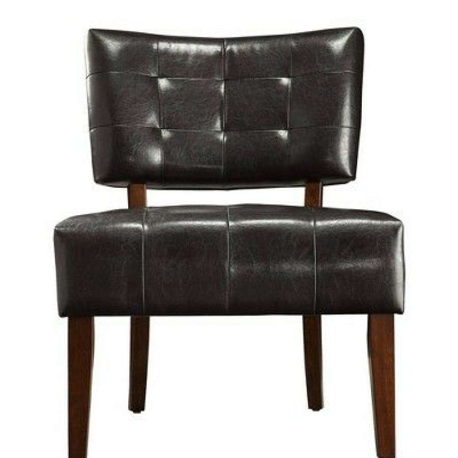 Redford Faux Leather Armless Accent Chair Brown Inspire Q | * New