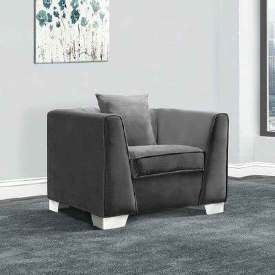 Armen Living Cambridge Contemporary Sofa Chair Velvet Dark Gray | * Online