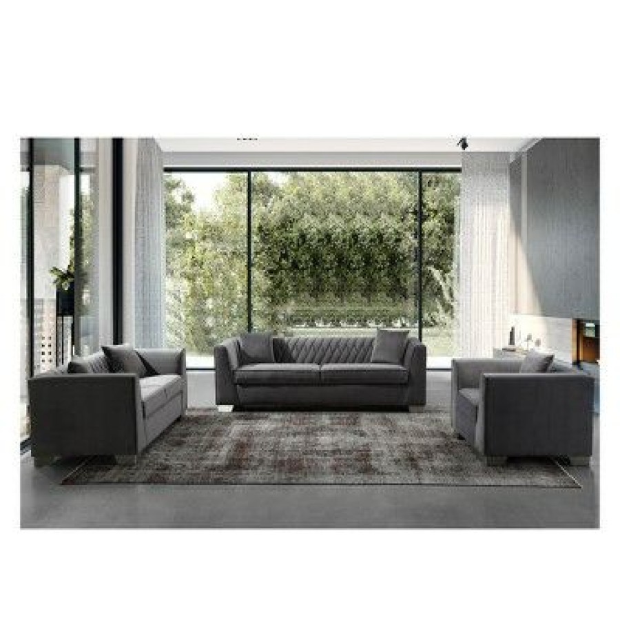 Armen Living Cambridge Contemporary Sofa Chair Velvet Dark Gray | * Online