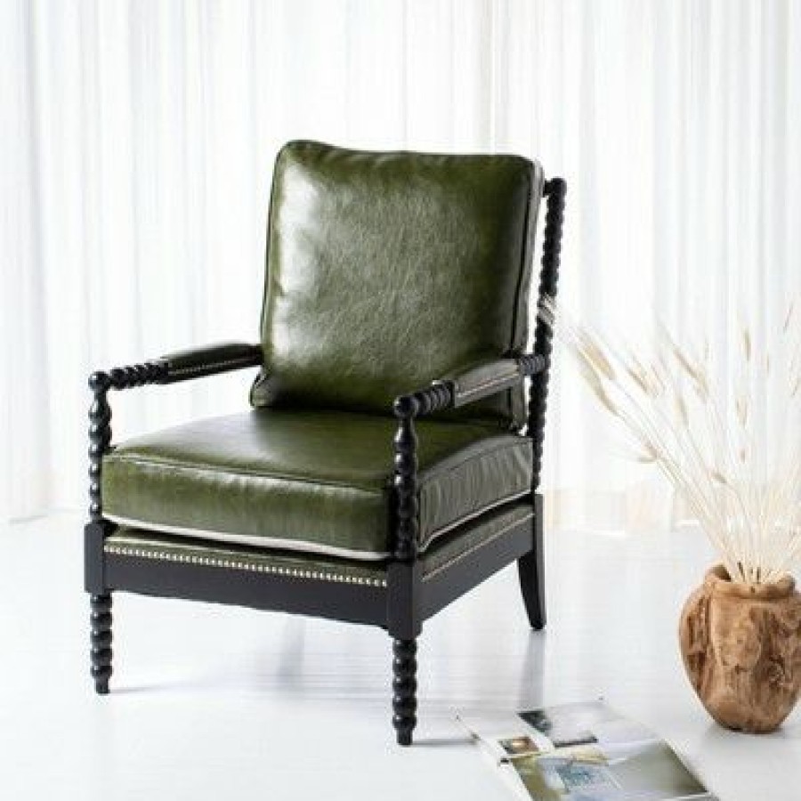 Annabelle Leather Armchair Forest Green Safavieh | * Online