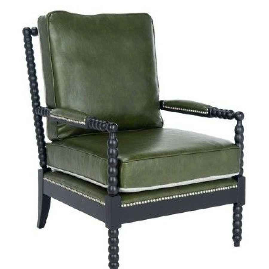 Annabelle Leather Armchair Forest Green Safavieh | * Online