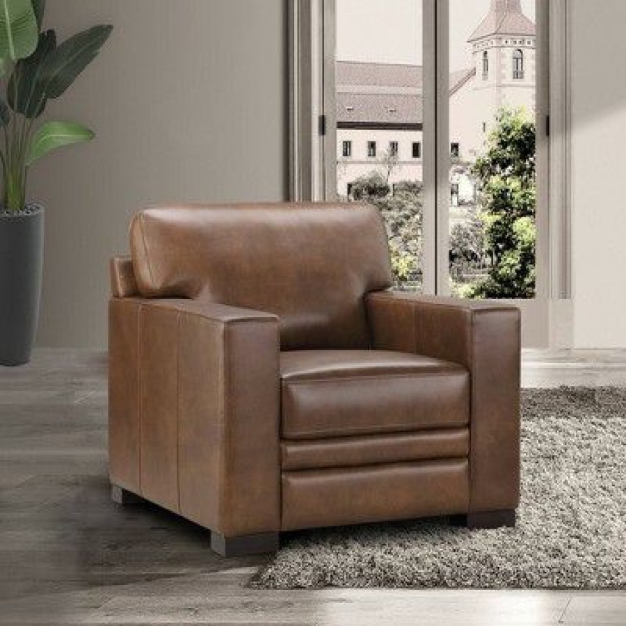 Blake Top Grain Leather Chair Brown Abbyson Living | * Online