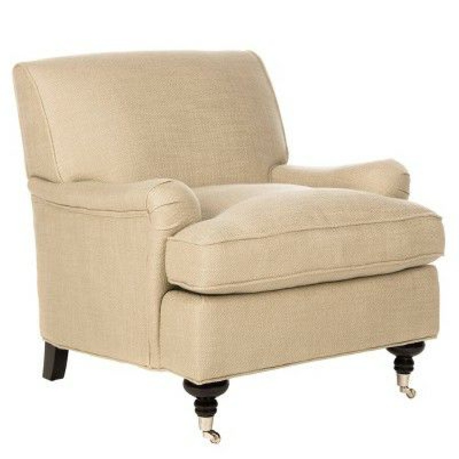 Chloe Club Chair Beige/Espresso Safavieh | * Hot