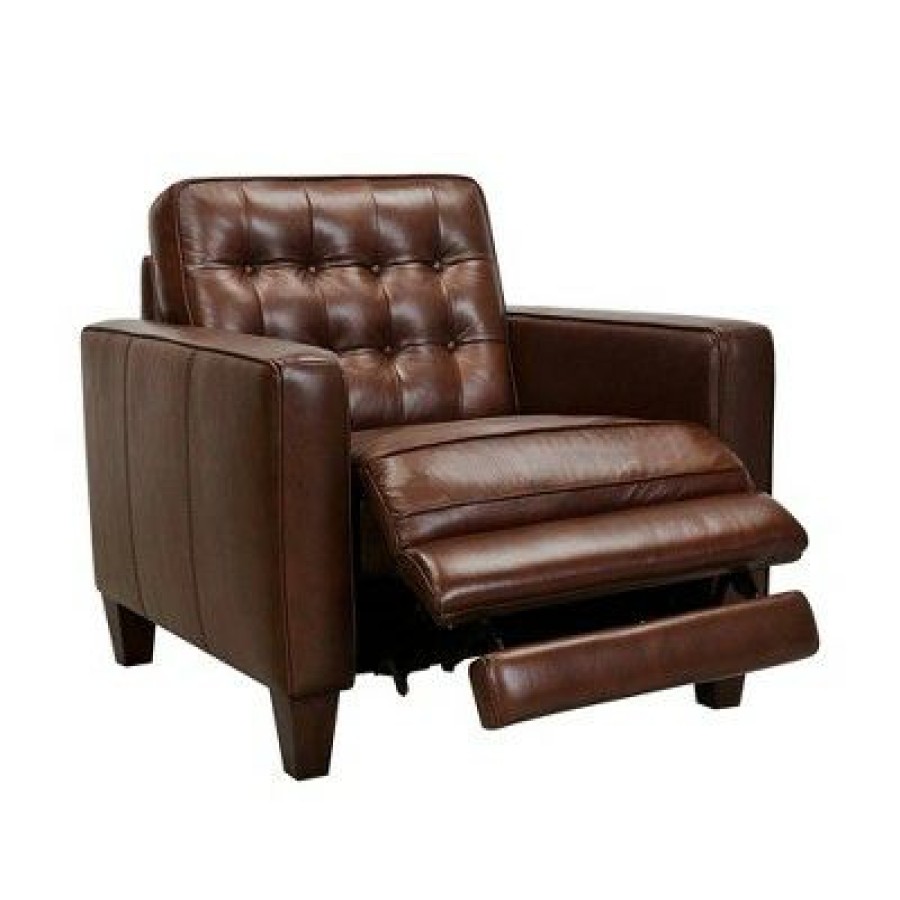 Wesley Genuine Leather Power Footrest Tuxedo Arm Accent Chair Armen Living | * Clearance