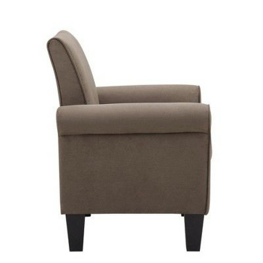 Simple Relax Microfiber Fabric Armchair In Light Brown | * New