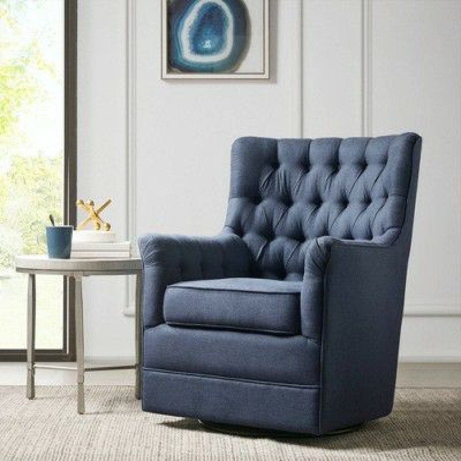 Madison Park Dolores Swivel Glider Chair Blue | * Hot