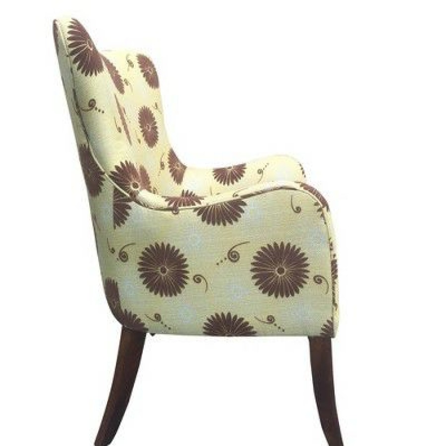 Patterned Fabric Arm Upholstered Accent Chair With Flared Legs Brown/Beige The Urban Port | * Best