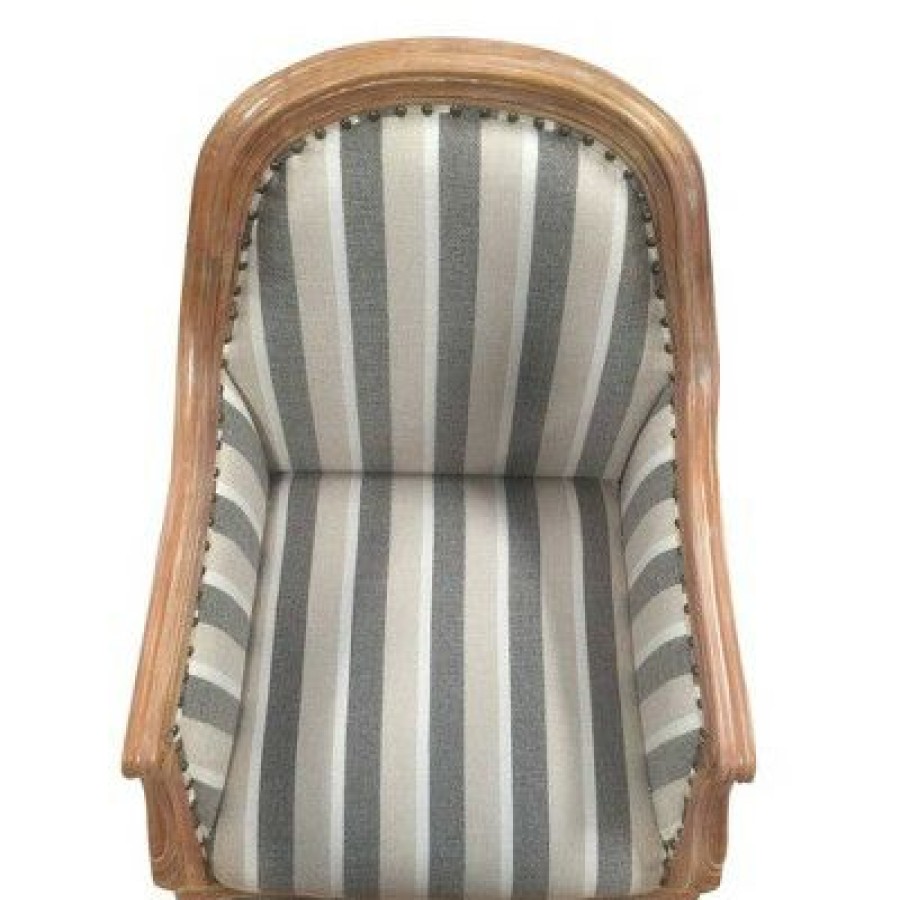 Striped Fabric Arm Wooden Frame Accent Chair Gray/Brown The Urban Port | * Online