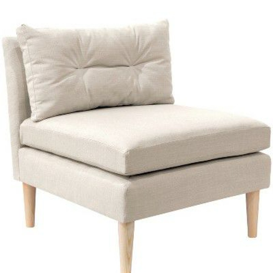 Armless Chair With Pull Seam Pillow Linen Talc Simply Shabby Chic | * Online