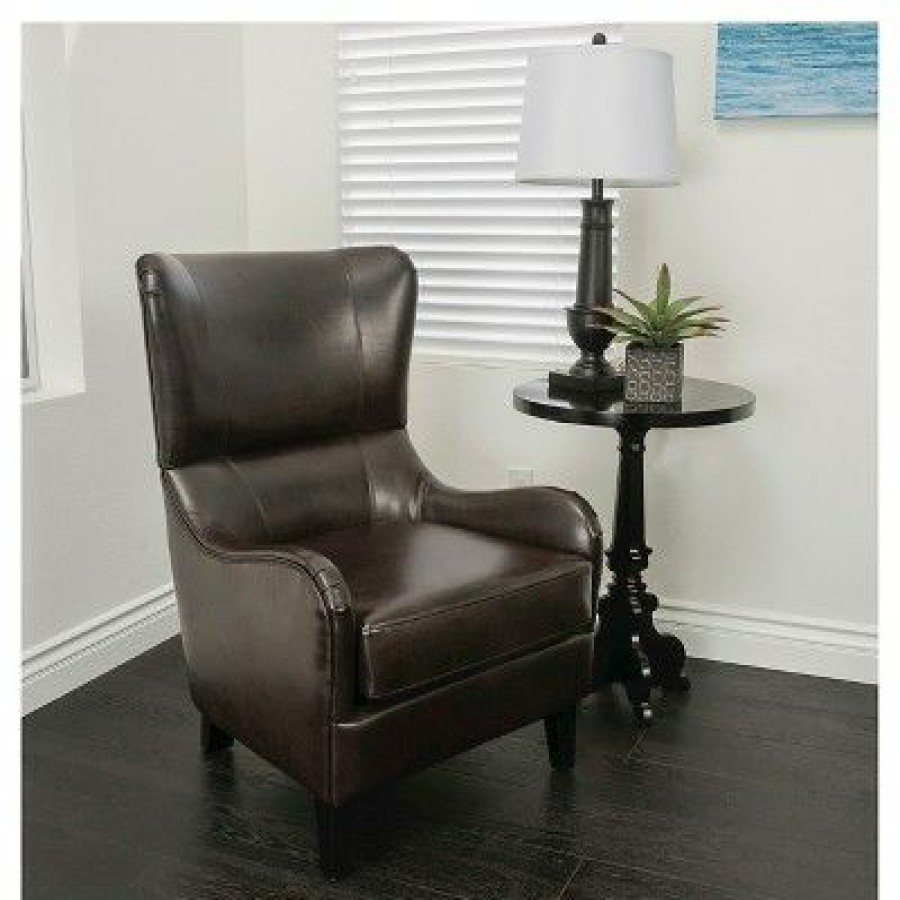 Elijah Bonded Leather Sofa Chair Brown Christopher Knight Home | * New