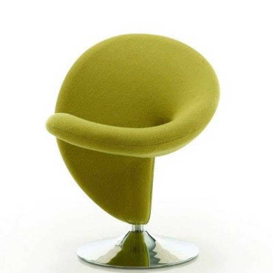 Set Of 2 Curl Wool Blend Swivel Accent Chairs Green Manhattan Comfort | * Clearance