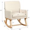 Costway Mid Century Fabric Rocking Chair Upholstered Accent Armchair Lounge Chair / | * Best