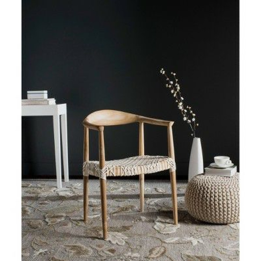 Fes Armchair White/Teak Safavieh | * Wholesale