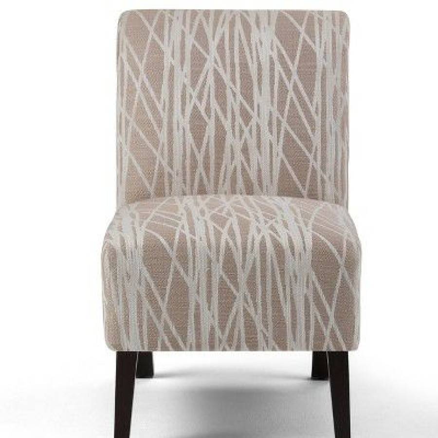 22" Mason Accent Chair Beige/White Patterned Fabric Wyndenhall | * New