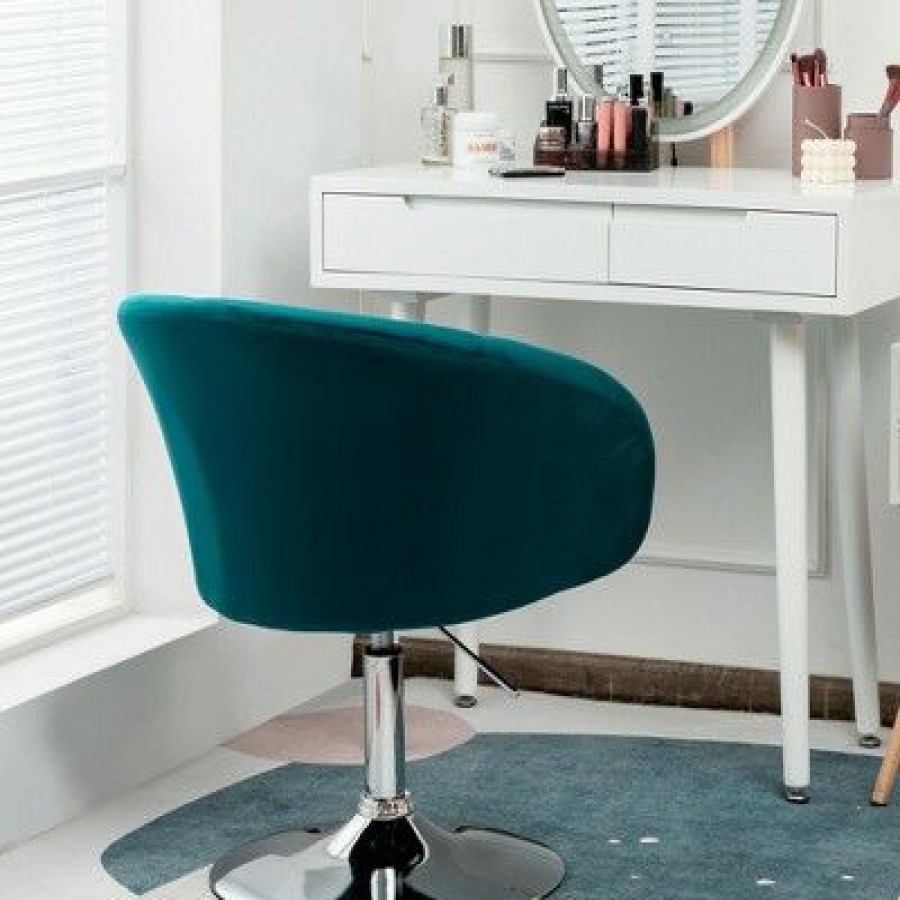 Costway Modern Velvet Chair Height Adjustable Bar Stool Swivel Makeup Seat | * Wholesale