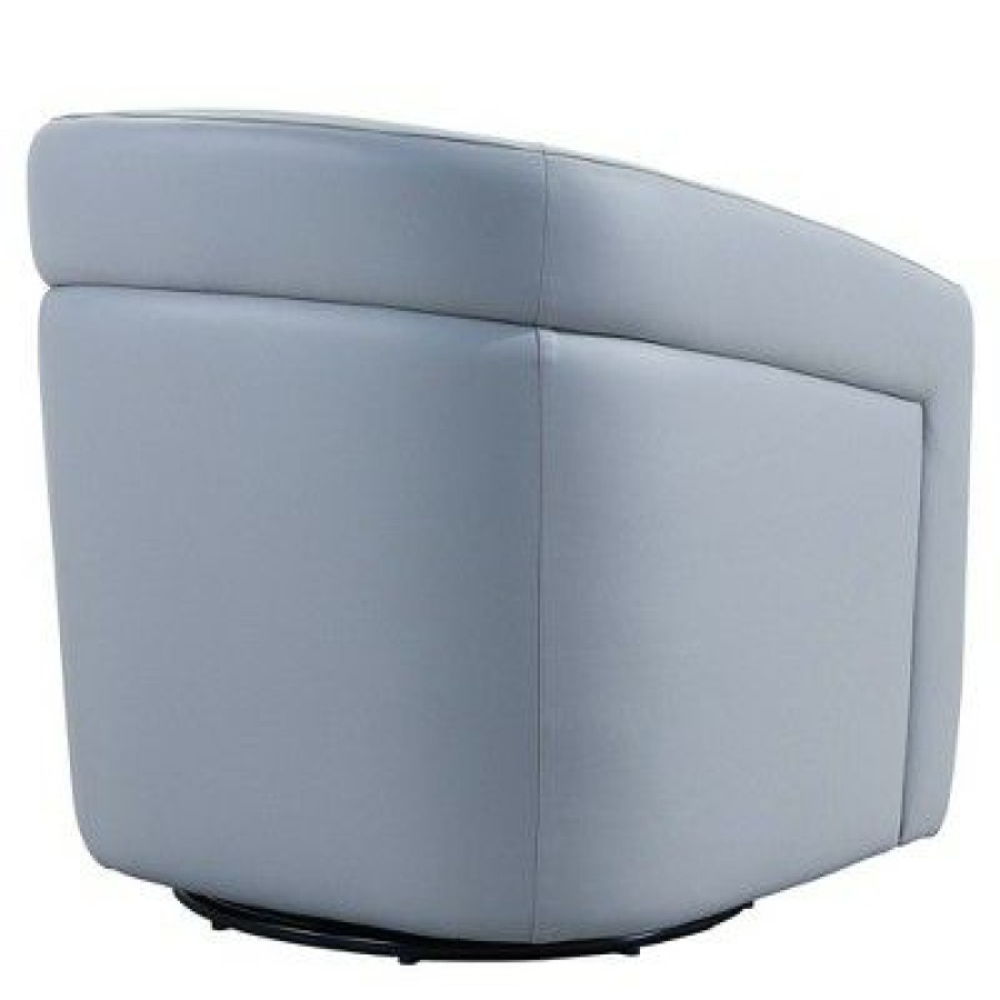 Desi Contemporary Swivel Accent Chair Leather Dove Gray Armen Living | * Hot