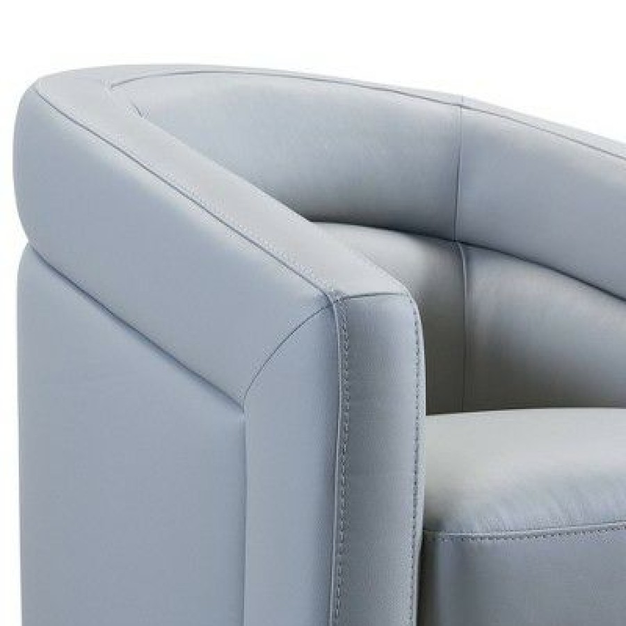 Desi Contemporary Swivel Accent Chair Leather Dove Gray Armen Living | * Hot