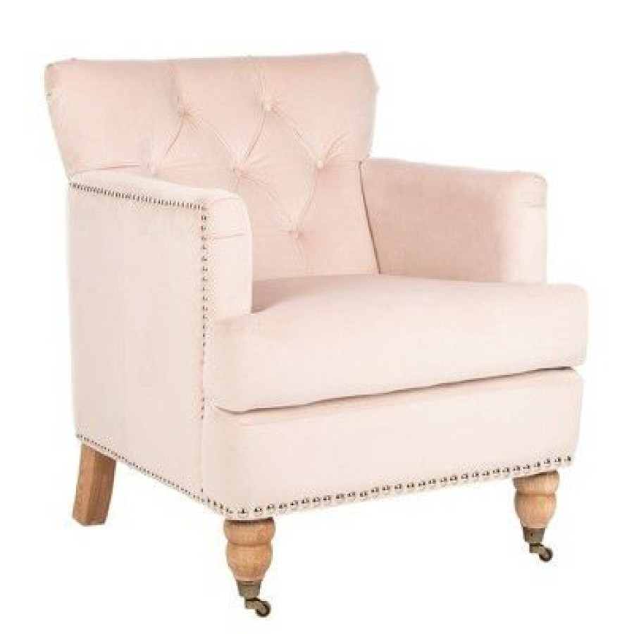 Colin Tufted Club Chair Blush Pink/White Wash Safavieh | * New