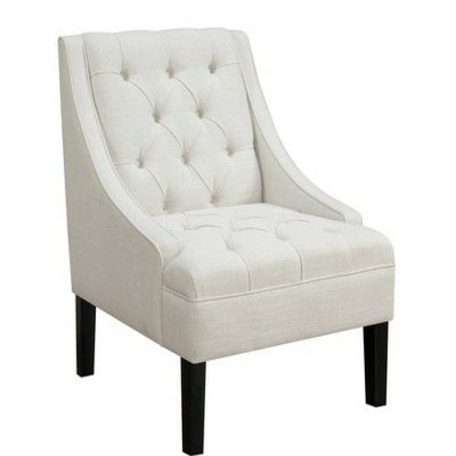 Button Tufted Accent Chair Avanti Powder White Homefare | * New