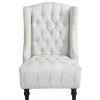 Homcom Linen Fabric Button Tufted Tall Wingback Accent Chair With Wooden Legs | * New