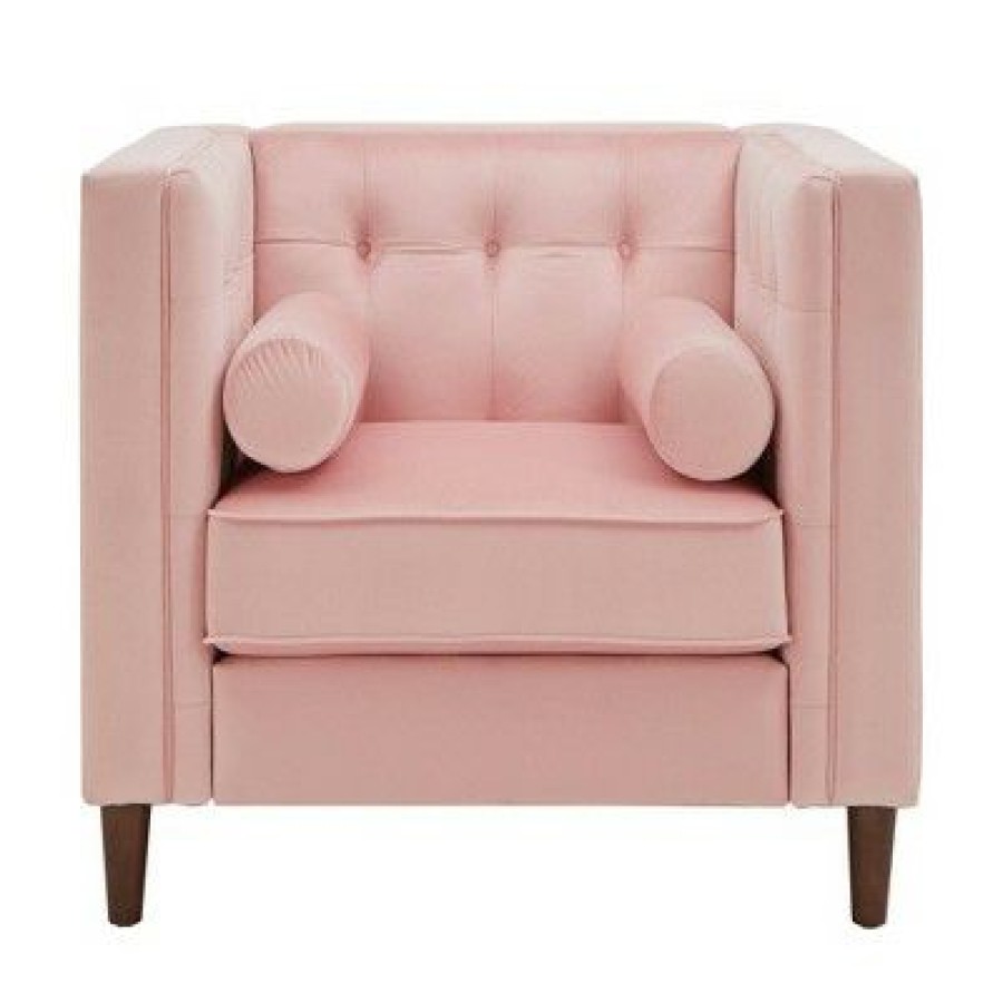 Karissa Velvet Armchair With Pillows Pink Inspire Q | * Wholesale