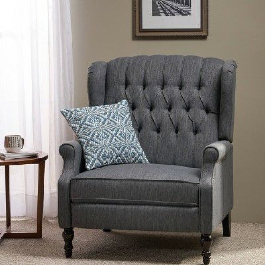 Apaloosa Oversized Wingback Press-Back Recliner Charcoal Christopher Knight Home | * New