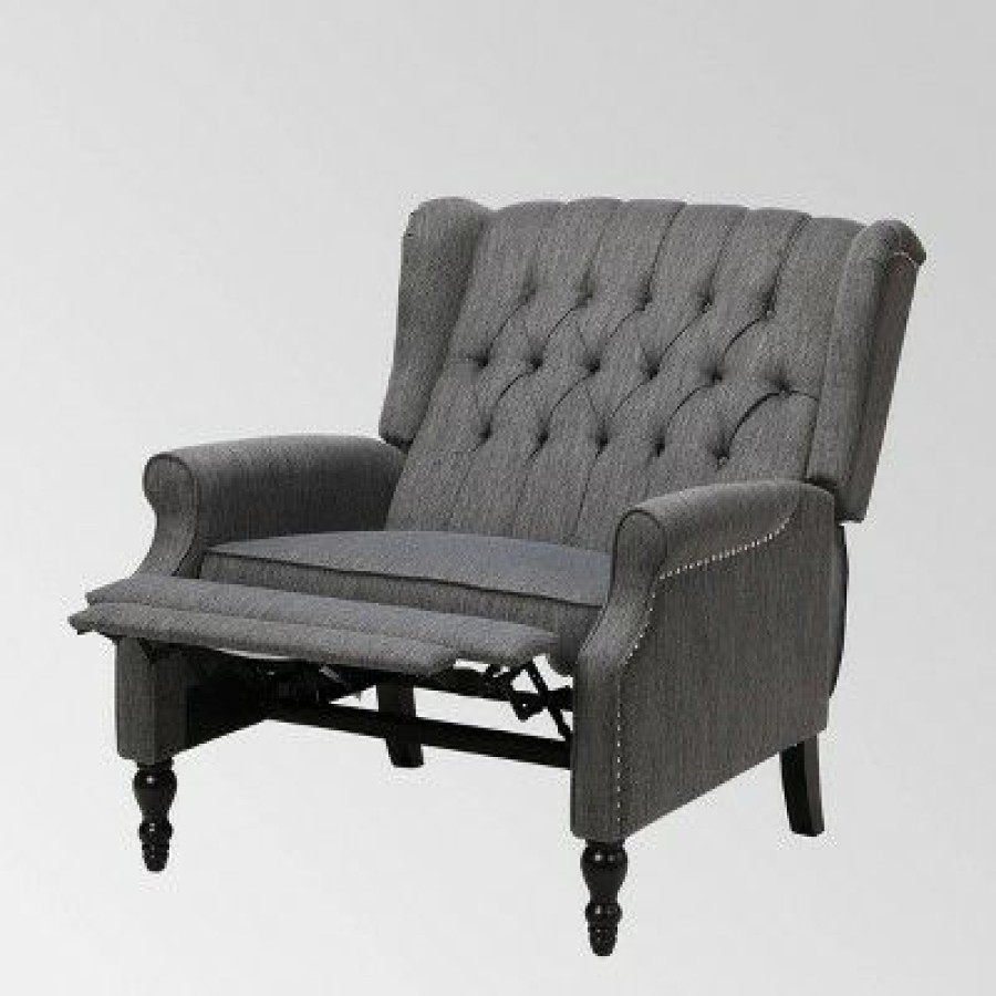 Apaloosa Oversized Wingback Press-Back Recliner Charcoal Christopher Knight Home | * New