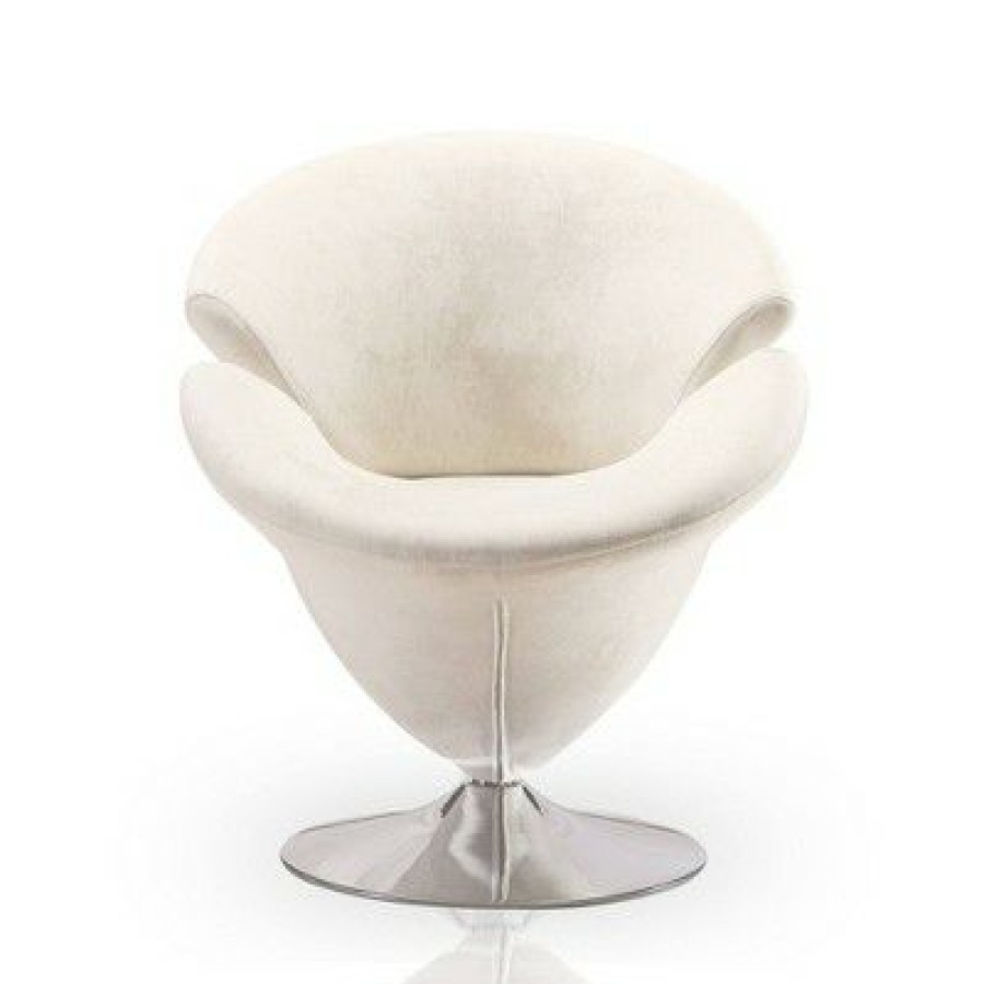 Set Of 2 Tulip Velvet Swivel Accent Chairs White Manhattan Comfort | * Wholesale