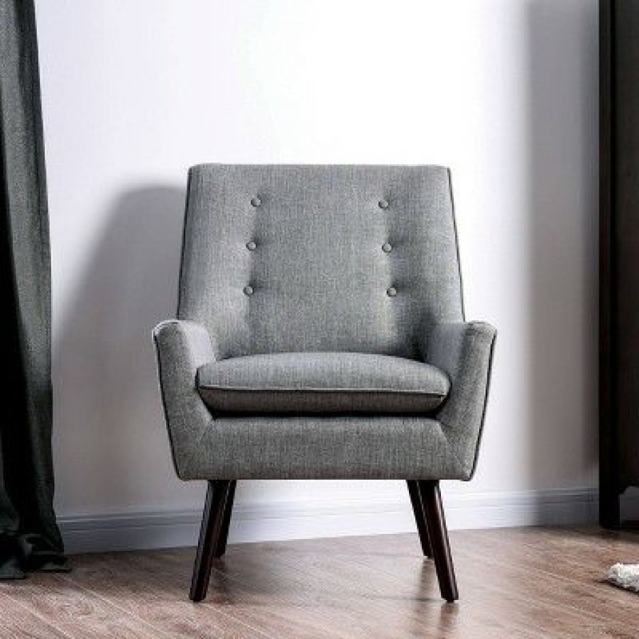 Center Button Tufted Accent Chair Gray Homes: Inside + Out | * Best