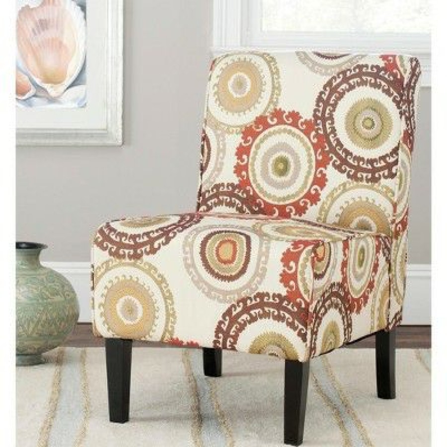 Marka Armless Club Chair Multi/Espresso Safavieh | * Online