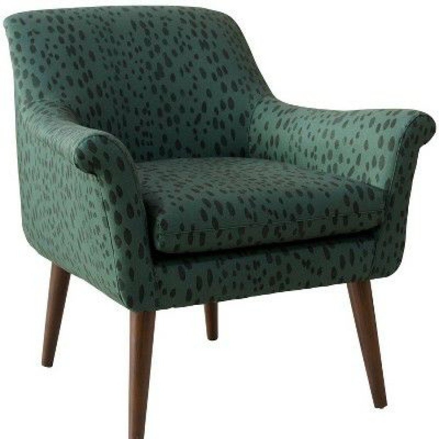 Modern Armchair In Linen Leopard Emerald Green Skyline Furniture | * Clearance