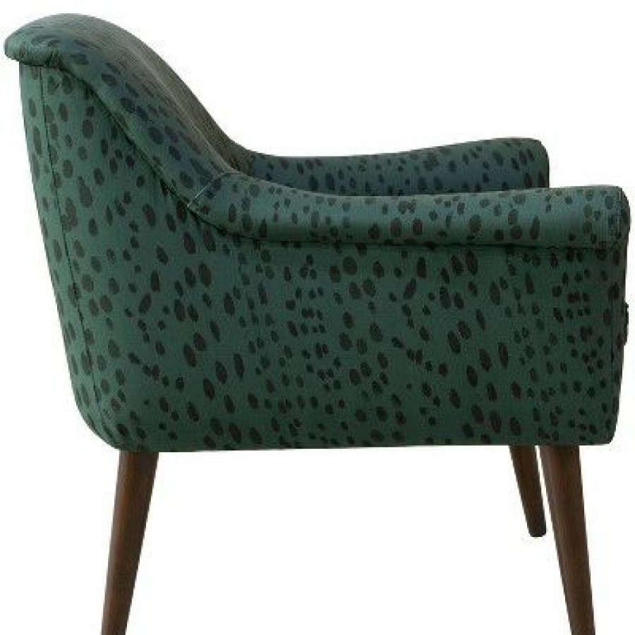 Modern Armchair In Linen Leopard Emerald Green Skyline Furniture | * Clearance