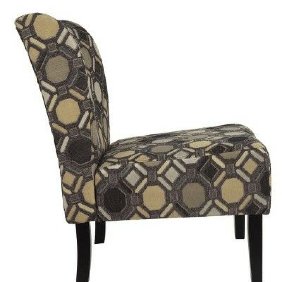 Fabric Upholstered Wooden Accent Chair With Celtic Knot Gray Benzara | * Online