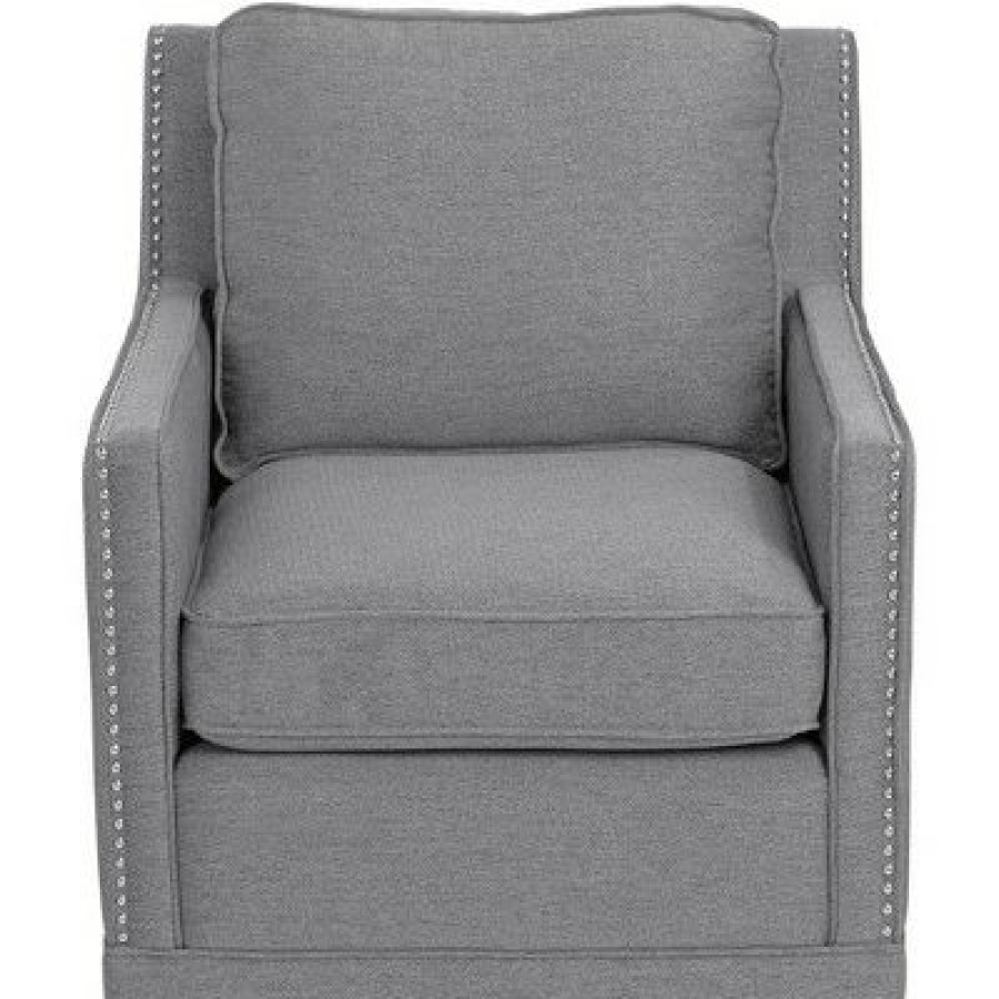 Studio 55D Clinton Mica Gray Linen Fabric Swivel Chair | * Clearance