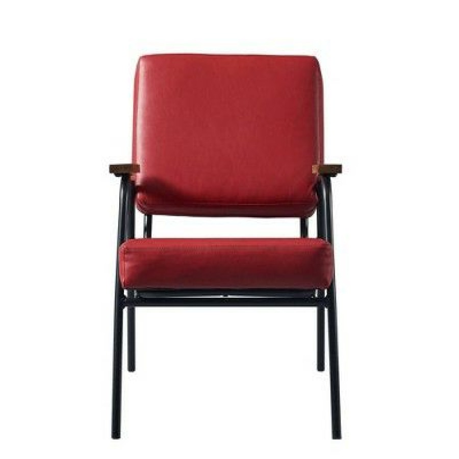 Denver Armchair With Metal Leg And Wood Armrest Red/Black Finish Teamson Home | * Wholesale