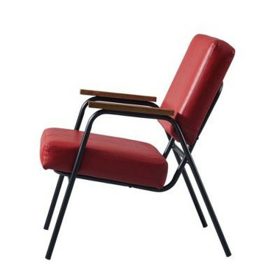 Denver Armchair With Metal Leg And Wood Armrest Red/Black Finish Teamson Home | * Wholesale