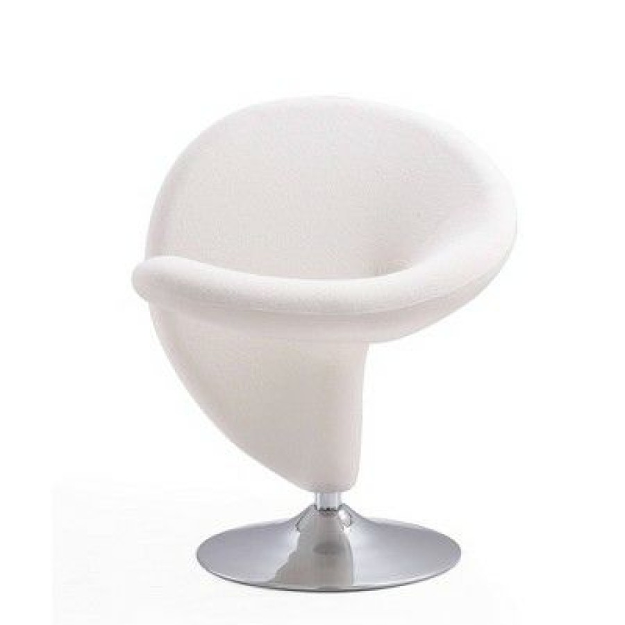 Set Of 2 Curl Wool Blend Swivel Accent Chairs Cream Manhattan Comfort | * Clearance