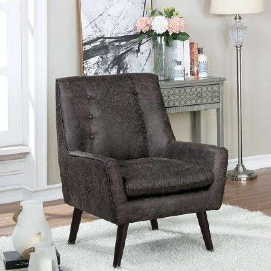 Center Button Tufted Accent Chair Dark Gray Homes: Inside + Out | * Hot