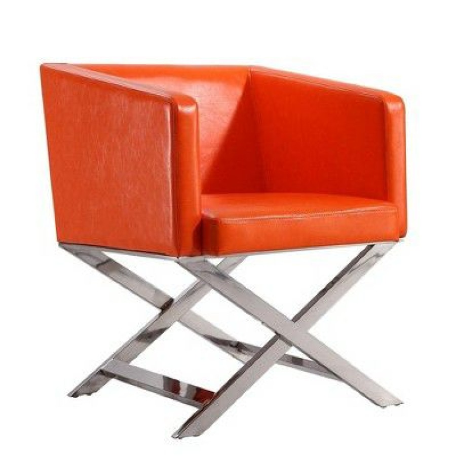 Set Of 2 Hollywood Faux Leather Lounge Accent Chairs Orange Manhattan Comfort | * Clearance