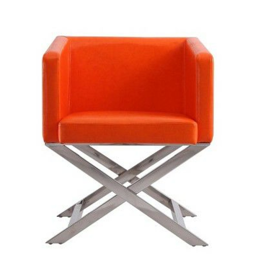 Set Of 2 Hollywood Faux Leather Lounge Accent Chairs Orange Manhattan Comfort | * Clearance