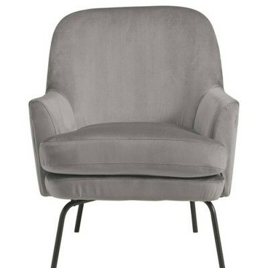 Fabric Accent Chair With Sleek Flared Track Arms And Metal Legs Benzara | * Best