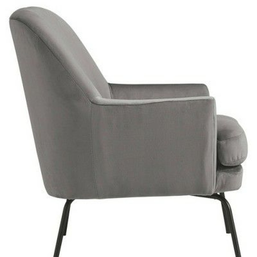 Fabric Accent Chair With Sleek Flared Track Arms And Metal Legs Benzara | * Best