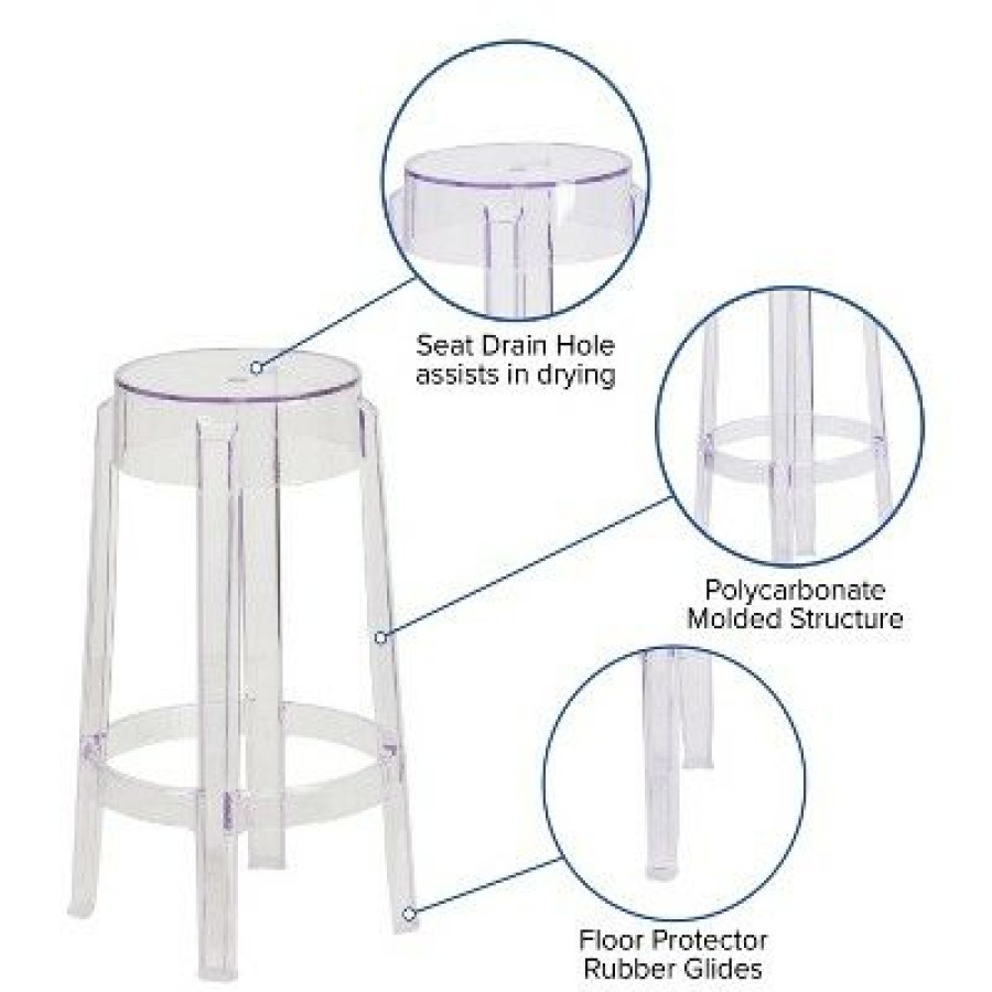 Flash Furniture 25.75" High Transparent Counter Height Stool | * Clearance